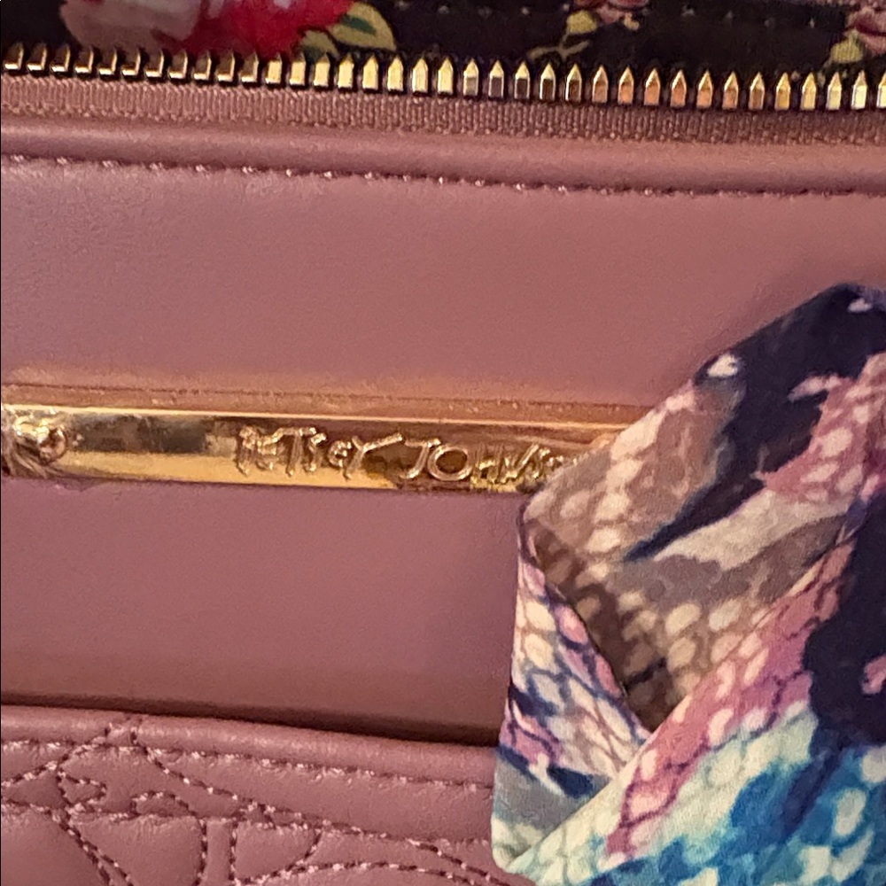 Betsey Johnson Quilted Pink Shoulder Bag with Scarf - Picture 2 of 7